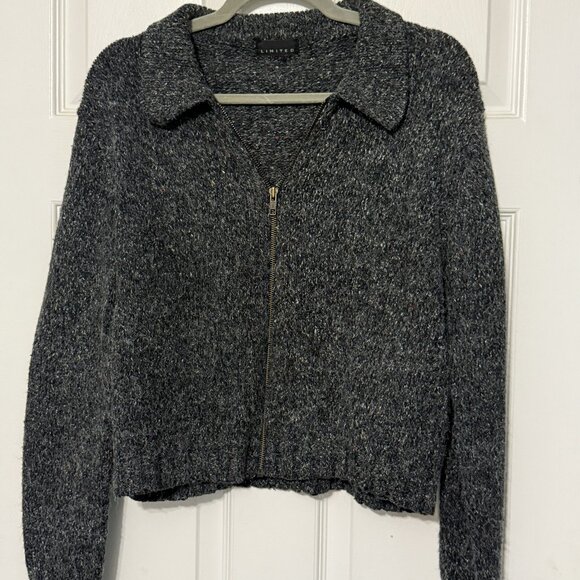 limited Sweaters - Limited Gray Zip-Up Knit Sweater – Size Medium, EUC, Cozy Chic Layering Piece
